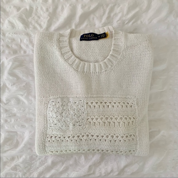 New Ralph Lauren American Flag White Sweater - Picture 13 of 13